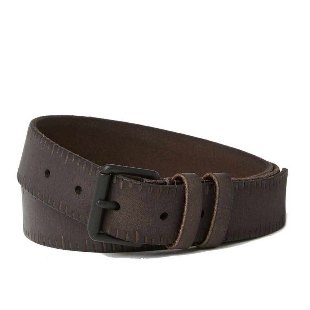 AllSaints Embossed Anthracite Leather Belt